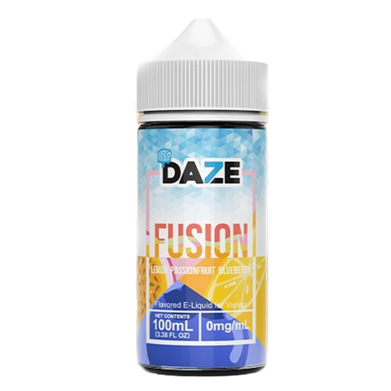7 Daze Fusion Lemon Passionfruit Blueberry ICED 100mL e-liquid bottle