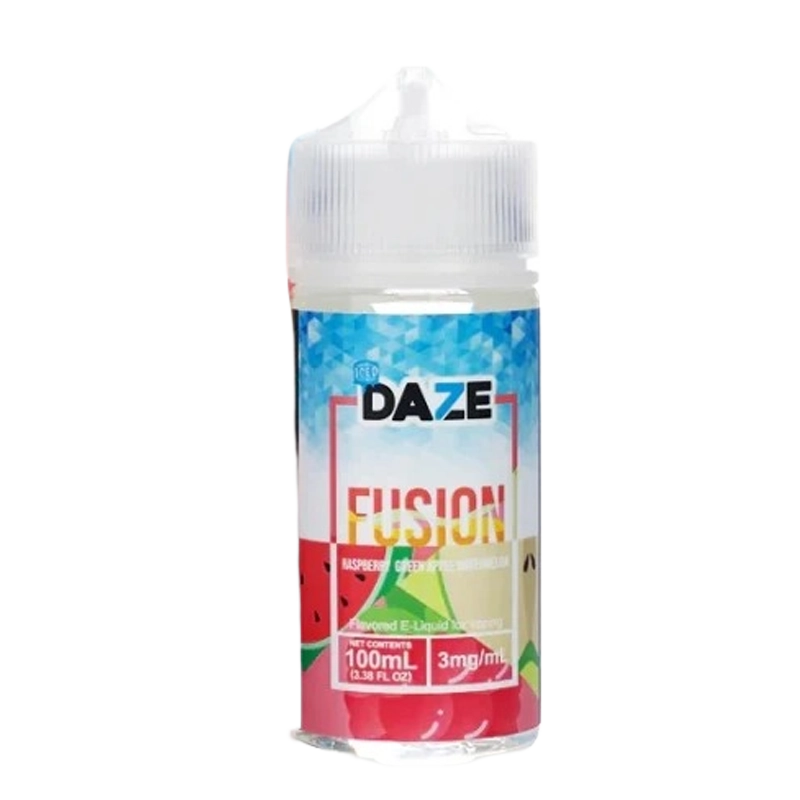 7 Daze Fusion Raspberry Green Apple Watermelon ICED 100mL e-liquid bottle