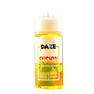 7 Daze Fusion Yellow Green Red Mango 100mL e-liquid bottle