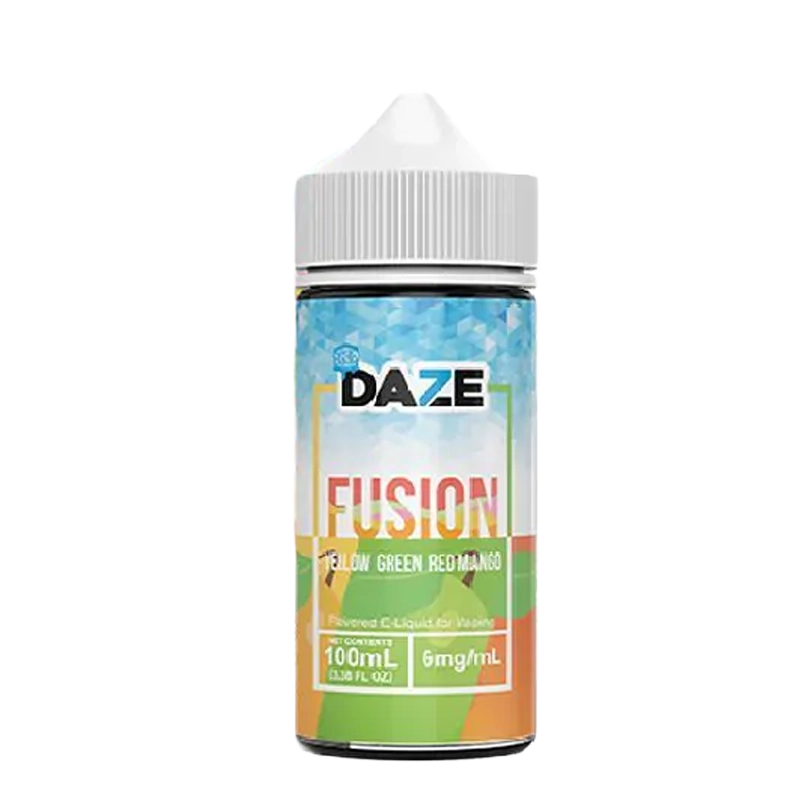 7 Daze Fusion Yellow Green Red Mango ICED 100mL e-liquid bottle