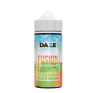7 Daze Fusion Yellow Green Red Mango ICED 100mL e-liquid bottle