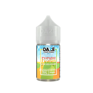 7 Daze Fusion Yellow Green Red Mango ICED 30mL salt nicotine e-liquid bottle