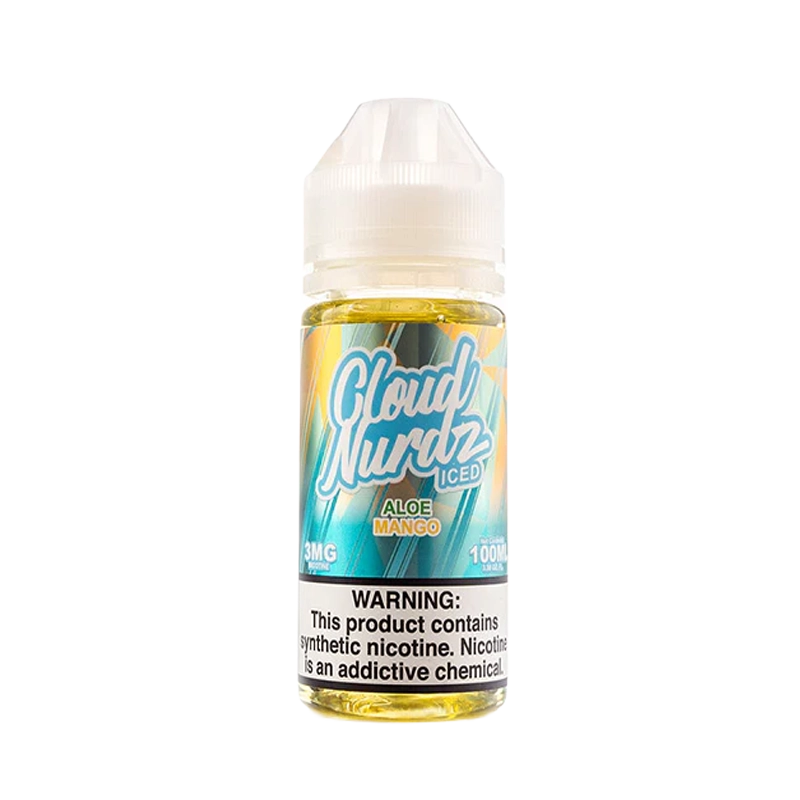 Cloud Nurdz Aloe Mango Iced 100mL e-liquid bottle