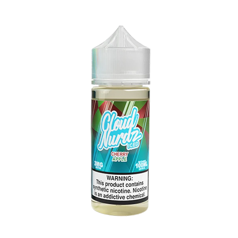 Cloud Nurdz Cherry Apple Iced 100mL e-liquid bottle