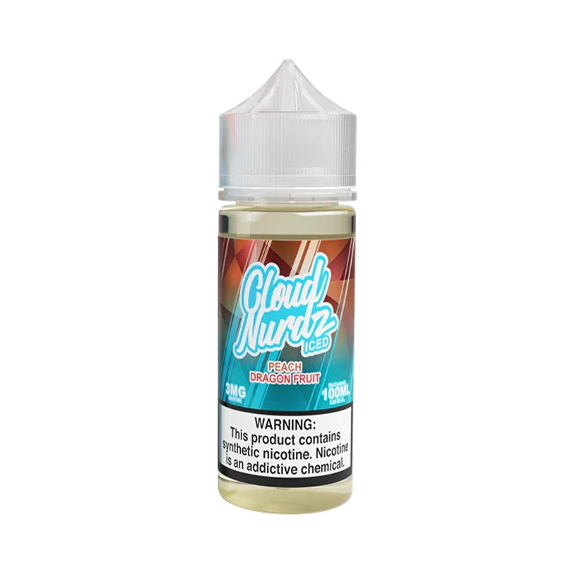 Cloud Nurdz Peach Dragon Fruit Iced 100mL e-liquid bottle