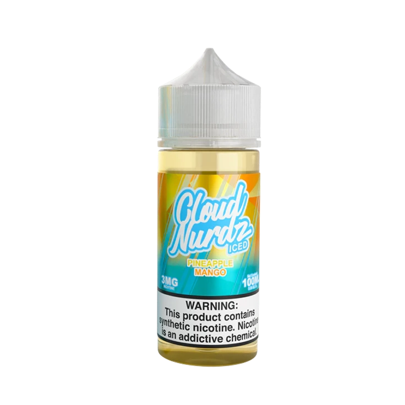 Cloud Nurdz Pineapple Mango Iced 100mL e-liquid bottle
