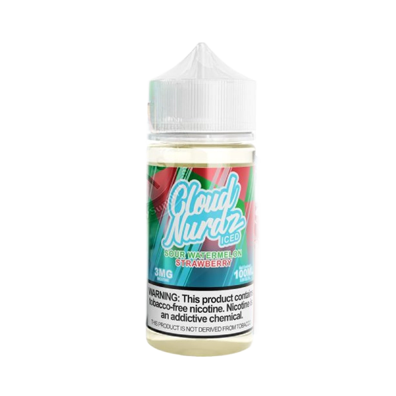 Cloud Nurdz Sour Watermelon Strawberry Iced 100mL e-liquid bottle