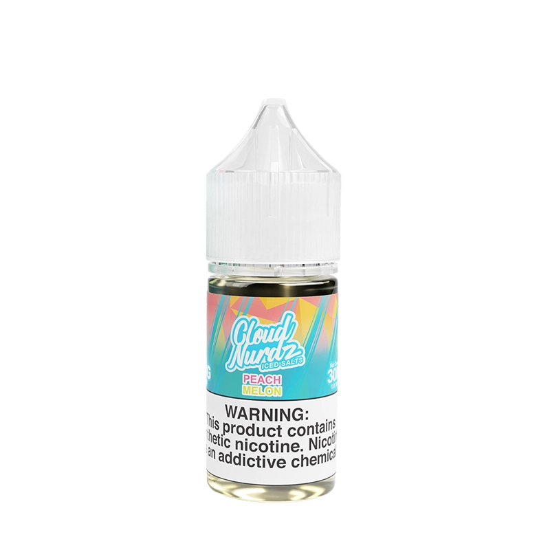Cloud Nurdz Iced Peach Melon 30mL salt nicotine e-liquid bottle