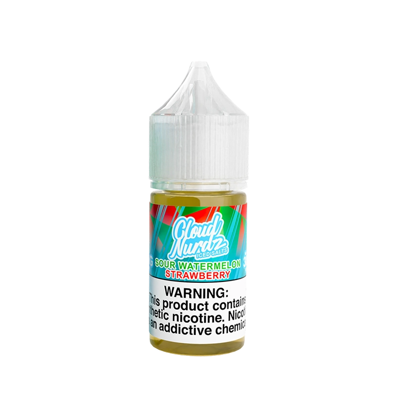 Cloud Nurdz Iced Sour Watermelon Strawberry 30mL salt nicotine e-liquid bottle