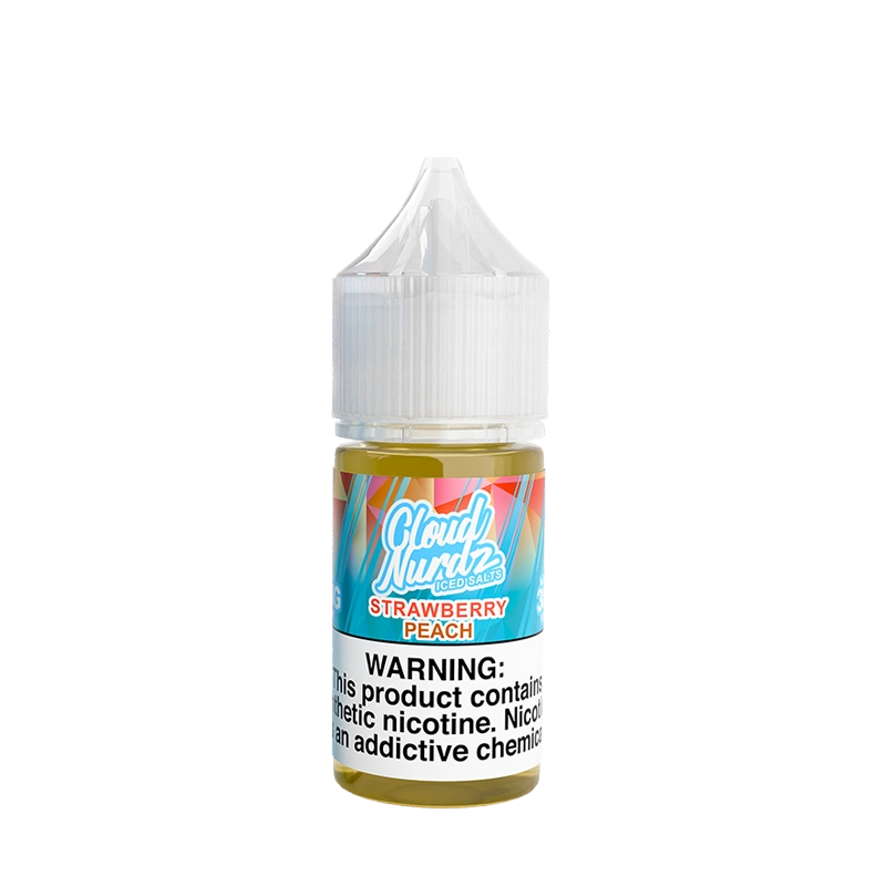 Cloud Nurdz Iced Strawberry Peach 30mL salt nicotine e-liquid bottle