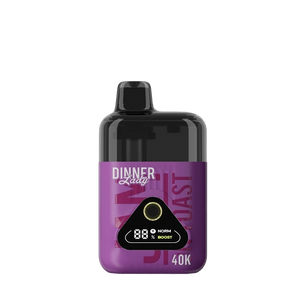 Dinner Lady 40000 Puff Disposable - sleek device with HD display screen, adjustable airflow, and premium dessert-inspired flavor branding.