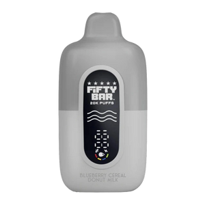 Fifty Bar Silver Series 2% 20000 Puff Disposable - sleek device with TFT display and USA-made low-nicotine formulation.