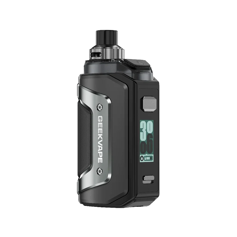 The GeekVape Aegis Hero 5 Pod System Kit displayed, showing its rugged chassis, pod, and USB-C port on a neutral background.