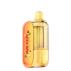 Geek Bar CLR 50000 Puff Disposable - transparent tank device with LED display screen showing battery and puff count.