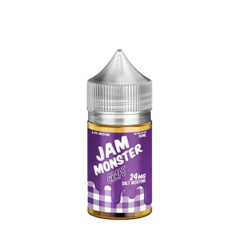 Jam Monster Grape 30mL salt nicotine e-liquid bottle