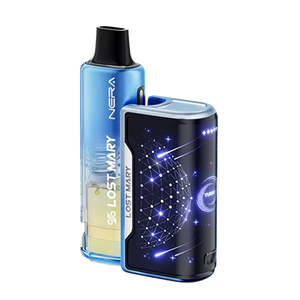 Lost Mary Nera Fullview Disposable Vape Kit including device, charging cable, and lanyard.