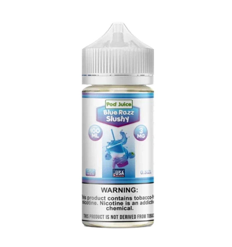 Pod Juice Blue Razz Slushy 100mL bottle