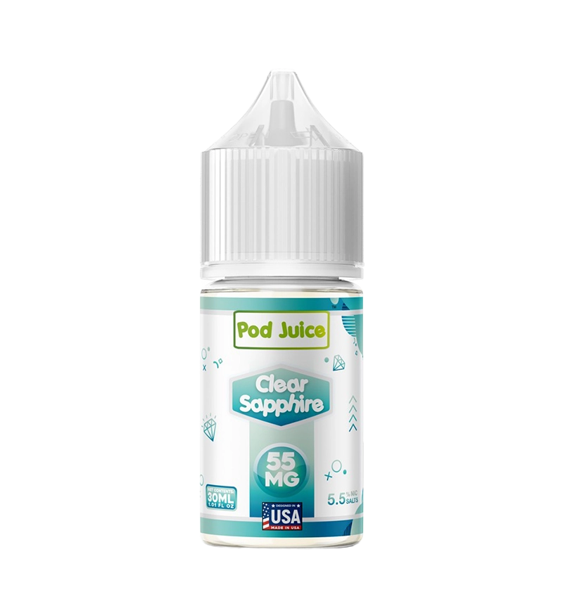 Pod Juice Clear Sapphire 30mL pharmaceutical salt nic bottle