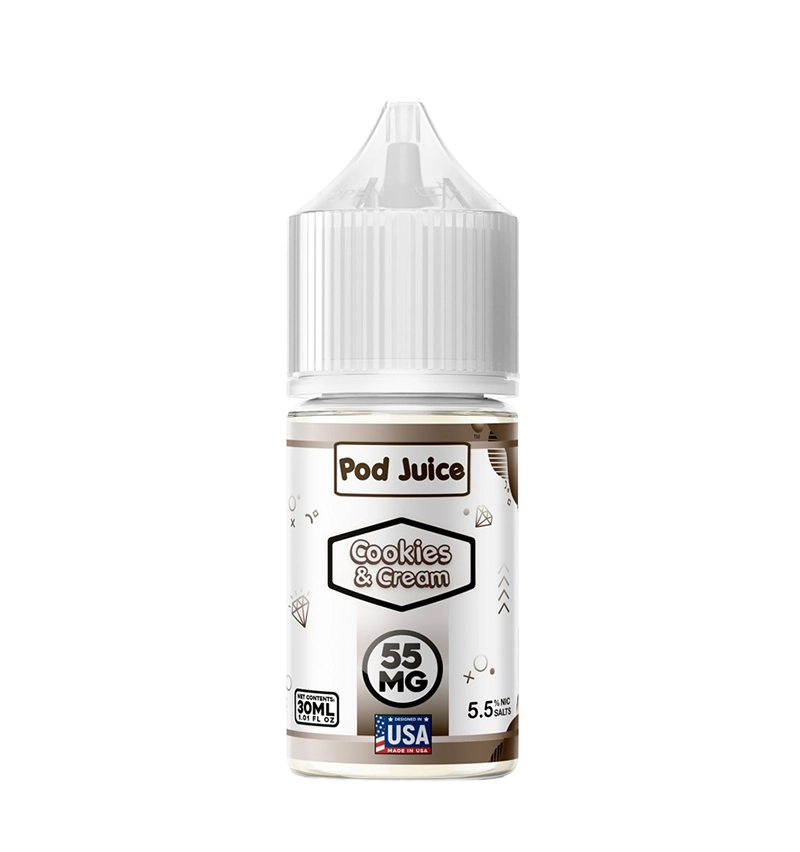 Pod Juice Cookies & Cream 30mL dessert salt nic bottle