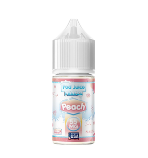 Pod Juice Peach Freeze 30mL icy peach salt nic bottle