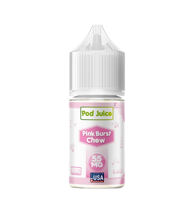 Pod Juice Pink Burst Chew 30mL bubblegum salt nic bottle