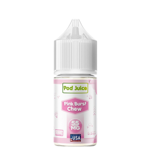 Pod Juice Pink Burst Chew 30mL bubblegum salt nic bottle