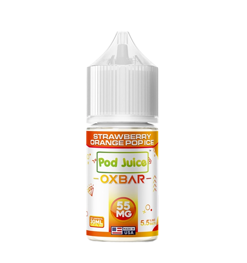 Pod Juice x OXBAR Strawberry Orange Pop Ice 30mL soda salt nic bottle
