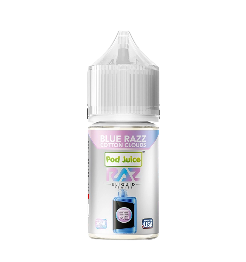 Pod Juice x RAZ Blue Razz Cotton Clouds 30mL candy salt nic bottle