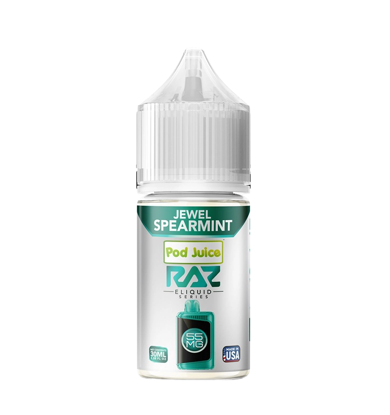 Pod Juice x RAZ Jewel Spearmint 30mL premium mint salt nic bottle