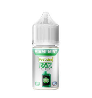 Pod Juice x RAZ Miami Mint 30mL tropical mint salt nic bottle