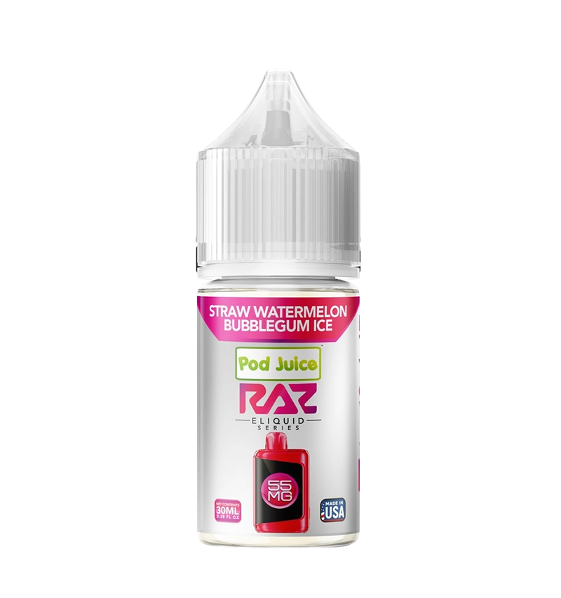 Pod Juice x RAZ Straw Watermelon Bubblegum Ice 30mL collab bottle