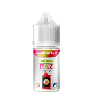 Pod Juice x RAZ Strawberry Lolly 30mL candy salt nic bottle