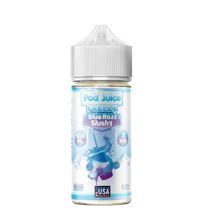 Pod Juice Blue Razz Slushy Freeze 100mL nicotine salt vape juice