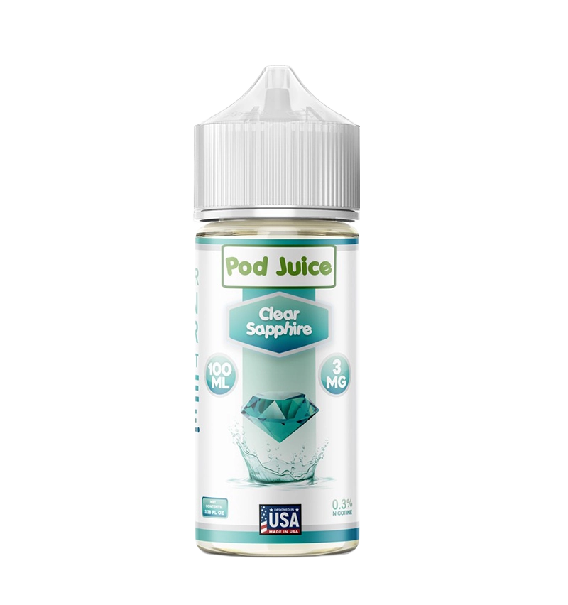 Pod Juice Clear Sapphire 100mL unflavored nicotine salt bottle