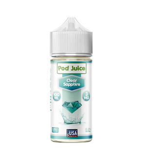 Pod Juice Clear Sapphire 100mL unflavored nicotine salt bottle