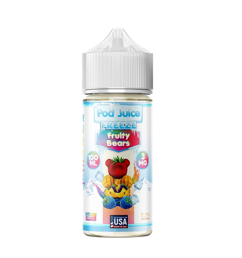 Pod Juice Fruity Bears Freeze Vape Juice Tfn 100ml Bottle Fruity Bears  Nicotine-Free Vape Juice 100ml - Pod Juice Fruity Bear Gummies