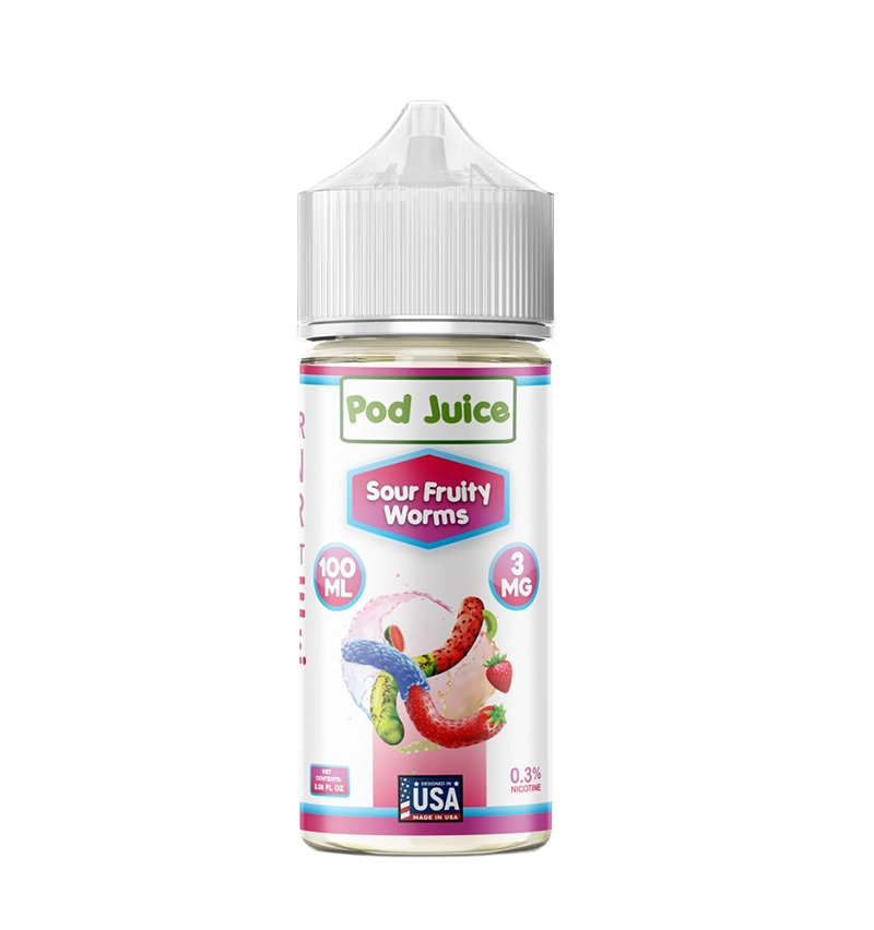 Pod Juice Sour Fruity Worms 100mL salt nic vape juice