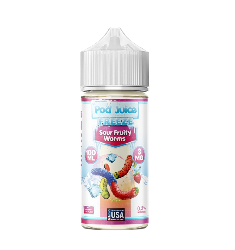 Pod Juice Sour Fruity Worms Freeze 100mL salt nic vape juice