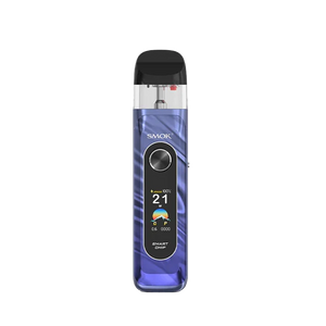 SMOK Novo 6 40W Pod Kit - sleek zinc alloy device with 0.96" color display, 3mL clear pod, and adjustable airflow slider.