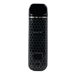 SMOK Novo X 25W Pod Kit - sleek carbon fiber pattern device with 0.49" OLED screen and 2mL refillable pod installed.