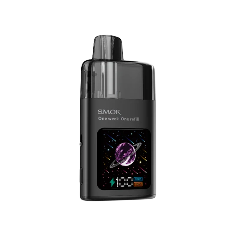 SMOK TFOS Pod System Kit - sleek device with 1.86" color display, 10mL clear pod, and adjustable airflow slider.