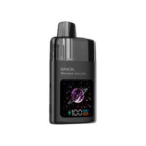 SMOK TFOS Pod System Kit - sleek device with 1.86" color display, 10mL clear pod, and adjustable airflow slider.