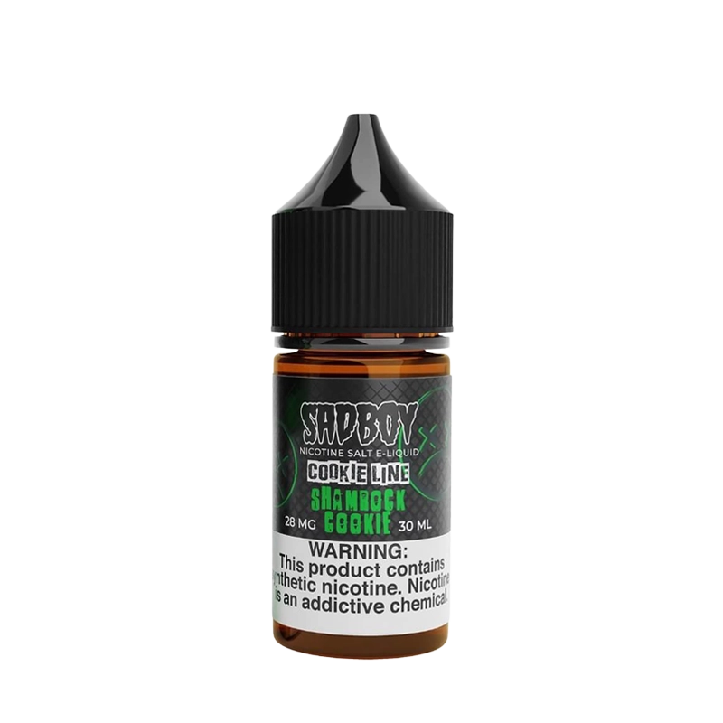 SadBoy Shamrock Cookie 30mL salt nicotine e-liquid bottle
