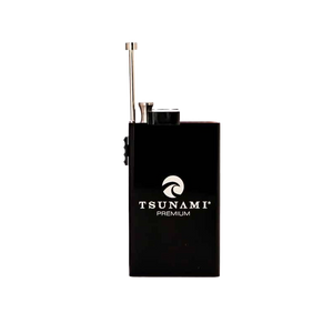 The Tsunami Dugout Pro open, showing its internal grinder, storage, and tool compartments, highlighting its sleek, modern design.