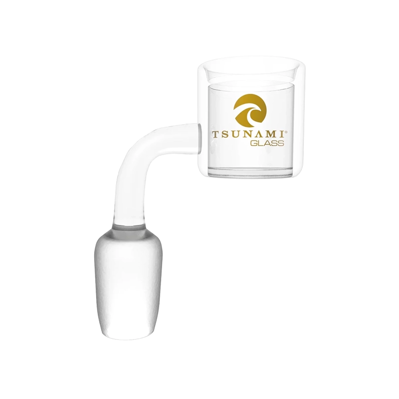 A Tsunami thermal quartz banger with 18mm male joint, showing the double-walled design for heat retention.