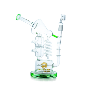 Tsunami 12″ Glass Water Pipe – Double Shower Head Sprinkler Honeycomb Twist Recycler