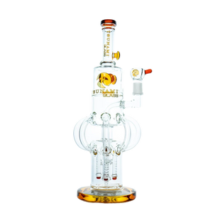 Tsunami 14″ Glass Water Pipe – Rocktapus Quad Rocket Button Perc