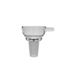 A clear Tsunami glass bowl piece with a male joint and integrated glass screen, shown on a neutral background.