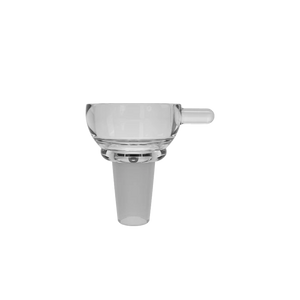 A clear Tsunami glass bowl piece with a male joint and integrated glass screen, shown on a neutral background.