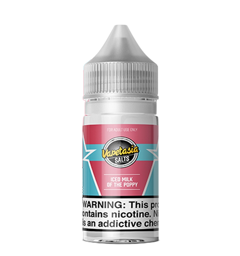 Vapetasia Iced Milk of the Poppy 30mL frozen cream salt nic bottle